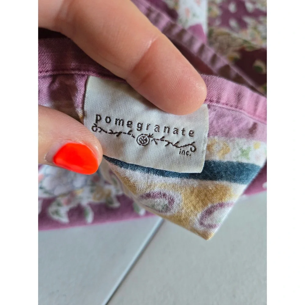 Pomegranate 55x55 Cotton Floral Tablecloth Block Print Plum Mauve French Country